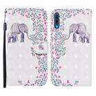 For Samsung Galaxy A70 Colored Drawing Pattern Horizontal Flip Leather Case with Holder & Card Slots & Wallet(Flower Elephant) - 1