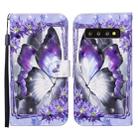 For Samsung Galaxy S10 Colored Drawing Pattern Horizontal Flip Leather Case with Holder & Card Slots & Wallet(Purple Flower Butterfly) - 1