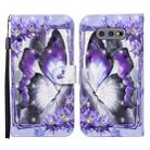 For Samsung Galaxy S10e Colored Drawing Pattern Horizontal Flip Leather Case with Holder & Card Slots & Wallet(Purple Flower Butterfly) - 1