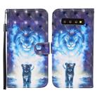 For Samsung Galaxy S10+ Colored Drawing Pattern Horizontal Flip Leather Case with Holder & Card Slots & Wallet(Lion) - 1