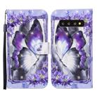 For Samsung Galaxy S10+ Colored Drawing Pattern Horizontal Flip Leather Case with Holder & Card Slots & Wallet(Purple Flower Butterfly) - 1