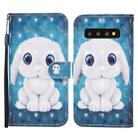 For Samsung Galaxy S10+ Colored Drawing Pattern Horizontal Flip Leather Case with Holder & Card Slots & Wallet(Rabbit) - 1