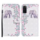 For Samsung Galaxy S20 Colored Drawing Pattern Horizontal Flip Leather Case with Holder & Card Slots & Wallet(Flower Elephant) - 1