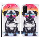 For Samsung Galaxy S20 Colored Drawing Pattern Horizontal Flip Leather Case with Holder & Card Slots & Wallet(Glasses Dog) - 1