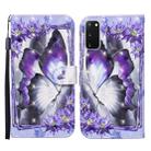 For Samsung Galaxy S20 Colored Drawing Pattern Horizontal Flip Leather Case with Holder & Card Slots & Wallet(Purple Flower Butterfly) - 1