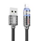 hoco U122 1.2m 2.4A USB to 8 Pin Lantern Transparent Discovery Edition Charging Data Cable(Black) - 1
