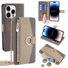 For iPhone 14 Pro Crossbody Litchi Texture Leather Phone Case(Grey) - 1