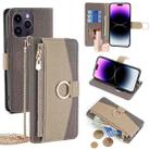 For iPhone 14 Pro Max Crossbody Litchi Texture Leather Phone Case(Grey) - 1