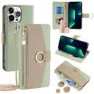For iPhone 13 Pro Max Crossbody Litchi Texture Leather Phone Case(Green) - 1