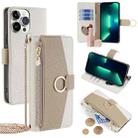 For iPhone 13 Pro Max Crossbody Litchi Texture Leather Phone Case(White) - 1