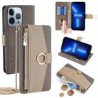 For iPhone 13 Pro Crossbody Litchi Texture Leather Phone Case(Grey) - 1