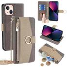 For iPhone 13 Crossbody Litchi Texture Leather Phone Case(Grey) - 1