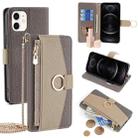 For iPhone 12 / 12 Pro Crossbody Litchi Texture Leather Phone Case(Grey) - 1