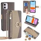 For iPhone 11 Crossbody Litchi Texture Leather Phone Case(Grey) - 1