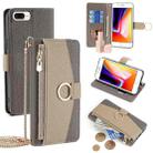 For iPhone 8 Plus / 7 Plus Crossbody Litchi Texture Leather Phone Case(Grey) - 1