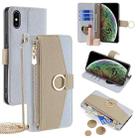 For iPhone XS Max Crossbody Litchi Texture Leather Phone Case(Blue) - 1