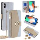 For iPhone X / XS Crossbody Litchi Texture Leather Phone Case(Blue) - 1