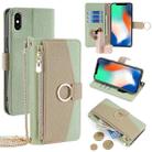 For iPhone X / XS Crossbody Litchi Texture Leather Phone Case(Green) - 1