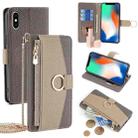 For iPhone X / XS Crossbody Litchi Texture Leather Phone Case(Grey) - 1