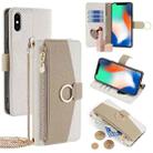 For iPhone X / XS Crossbody Litchi Texture Leather Phone Case(White) - 1