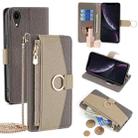 For iPhone XR Crossbody Litchi Texture Leather Phone Case(Grey) - 1