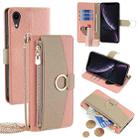 For iPhone XR Crossbody Litchi Texture Leather Phone Case(Pink) - 1