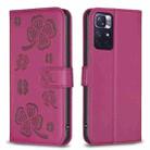 For Xiaomi Redmi Note 11 / 12S 4G Four-leaf Embossed Leather Phone Case(Rose Red) - 1