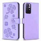 For Xiaomi Redmi Note 11 / 12S 4G Four-leaf Embossed Leather Phone Case(Purple) - 1