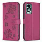 For Xiaomi Redmi Note 11 Pro Global Four-leaf Embossed Leather Phone Case(Rose Red) - 1