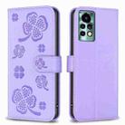 For Xiaomi Redmi Note 11 Pro Global Four-leaf Embossed Leather Phone Case(Purple) - 1