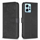 For Xiaomi Redmi Note 12 4G Global Four-leaf Embossed Leather Phone Case(Black) - 1