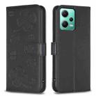 For Xiaomi Redmi Note 12 5G Global Four-leaf Embossed Leather Phone Case(Black) - 1