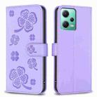 For Xiaomi Redmi Note 12 5G Global Four-leaf Embossed Leather Phone Case(Purple) - 1