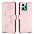 For Xiaomi Redmi Note 12 5G Global Four-leaf Embossed Leather Phone Case(Pink) - 1