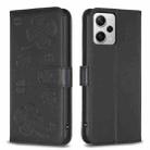 For Xiaomi Redmi Note 12 Pro+ 5G Global Four-leaf Embossed Leather Phone Case(Black) - 1