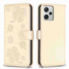 For Xiaomi Redmi Note 12 Pro+ 5G Global Four-leaf Embossed Leather Phone Case(Gold) - 1