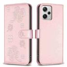 For Xiaomi Redmi Note 12 Pro+ 5G Global Four-leaf Embossed Leather Phone Case(Pink) - 1