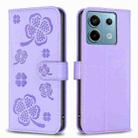 For Xiaomi Redmi Note 13 Pro 5G Four-leaf Embossed Leather Phone Case(Purple) - 1
