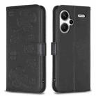 For Xiaomi Redmi Note 13 Pro+ 5G Four-leaf Embossed Leather Phone Case(Black) - 1