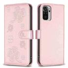 For Xiaomi Redmi Note 10 4G / 10S Four-leaf Embossed Leather Phone Case(Pink) - 1