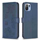 For Xiaomi Mi 11 Lite Four-leaf Embossed Leather Phone Case(Blue) - 1