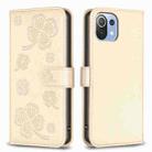 For Xiaomi Mi 11 Lite Four-leaf Embossed Leather Phone Case(Gold) - 1