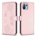For Xiaomi Mi 11 Lite Four-leaf Embossed Leather Phone Case(Pink) - 1