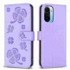 For Xiaomi Mi 11i / Poco F3 Four-leaf Embossed Leather Phone Case(Purple) - 1