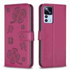 For Xiaomi 12T / 12T Pro Four-leaf Embossed Leather Phone Case(Rose Red) - 1