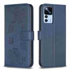 For Xiaomi 12T / 12T Pro Four-leaf Embossed Leather Phone Case(Blue) - 1