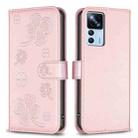 For Xiaomi 12T / 12T Pro Four-leaf Embossed Leather Phone Case(Pink) - 1