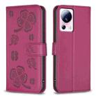 For Xiaomi 13 Lite 5G Four-leaf Embossed Leather Phone Case(Rose Red) - 1