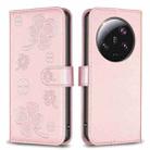 For Xiaomi 13 Ultra Four-leaf Embossed Leather Phone Case(Pink) - 1