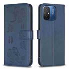 For Xiaomi Poco C55 / Redmi 12C Four-leaf Embossed Leather Phone Case(Blue) - 1